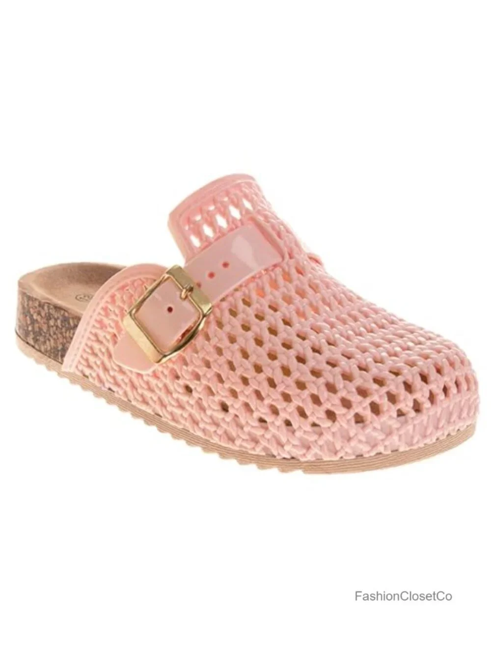 Girls Woven Clog Sandals Closed Toe Slip-On Buckle Strap Summer Mules